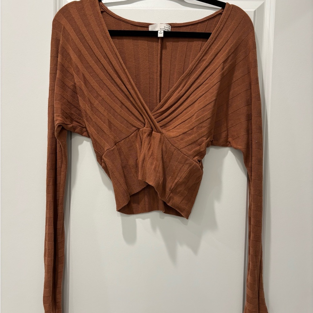 Ten Sixty Sherman Rust V-Neck Crop Top